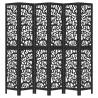 Elegant 6-Panel Black Solid Wood Room Divider | HipoMarket