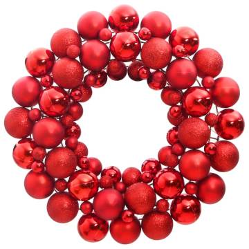 Red Christmas Wreath 45 cm | Shatterproof Holiday Decor