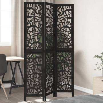 Elegant Black Solid Wood Room Divider - 3 Panels | HipoMarket