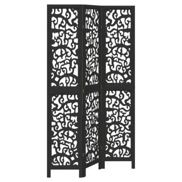 Elegant Black Solid Wood Room Divider - 3 Panels | HipoMarket