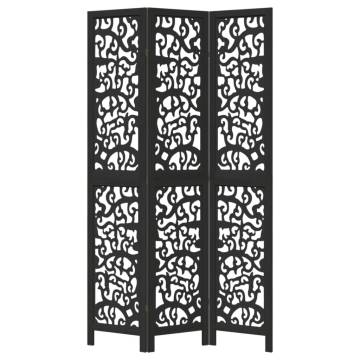 Elegant Black Solid Wood Room Divider - 3 Panels | HipoMarket