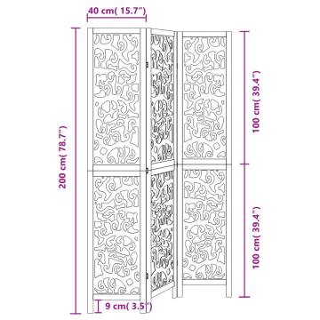 Elegant Black Solid Wood Room Divider - 3 Panels | HipoMarket