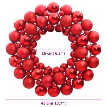 Red Christmas Wreath 45 cm | Shatterproof Holiday Decor