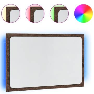 LED Bathroom Mirror Brown Oak 60x8.5 cm | Hipomarket UK