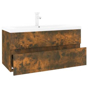 Sink Cabinet with Built-in Basin - Smoked Oak | HipoMarket