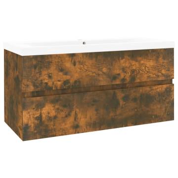 Sink Cabinet with Built-in Basin - Smoked Oak | HipoMarket