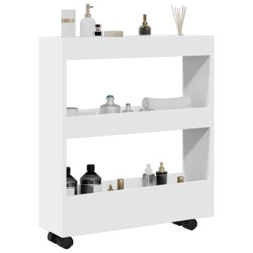 Narrow Storage Trolley 3 Tier - White Engineered Wood