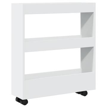 Narrow Storage Trolley 3 Tier - White Engineered Wood