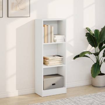 Stylish White Engineered Wood Bookcase - 40x24x109 cm