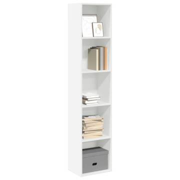 Stylish White Bookcase - 40x30x189 cm Engineered Wood