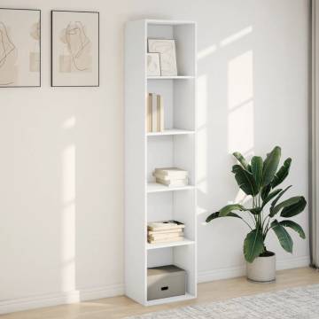 Stylish White Bookcase - 40x30x189 cm Engineered Wood