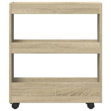 Narrow Storage Trolley 3 Tier - Sonoma Oak Engineered Wood