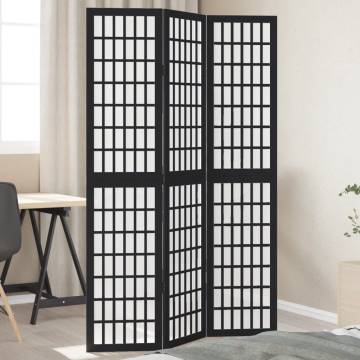 Elegant Black Solid Wood Room Divider - 3 Panels