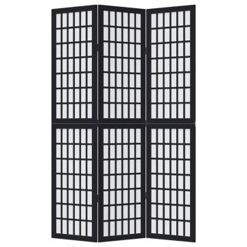 Elegant Black Solid Wood Room Divider - 3 Panels