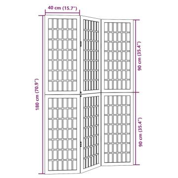 Elegant Black Solid Wood Room Divider - 3 Panels