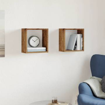 Old Wood Wall Cube Shelves - 2 pcs | Durable & Stylish Storage