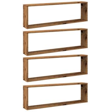 Wall Cube Shelves - 4 pcs Old Wood | Practical Storage Solution