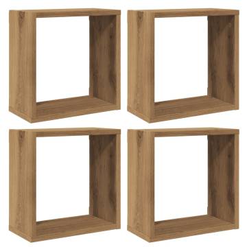 Wall Cube Shelves 4 pcs Artisan Oak | Hipomarket