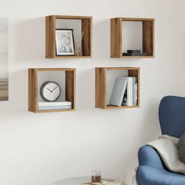 Wall Cube Shelves 4 pcs Artisan Oak | Hipomarket