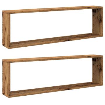 Wall Cube Shelves 2 pcs Old Wood - Stylish Storage Solution