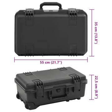 Portable Flight Case Black 55x35x22.5 cm - Heavy Duty Protection