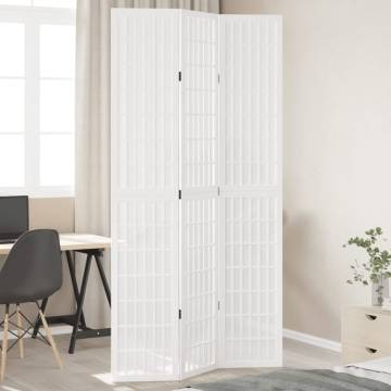 Elegant 3 Panel Room Divider - White Solid Wood Paulownia