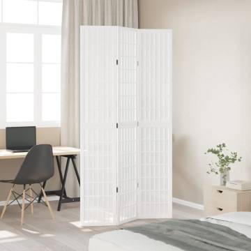 Elegant 3 Panel Room Divider - White Solid Wood Paulownia