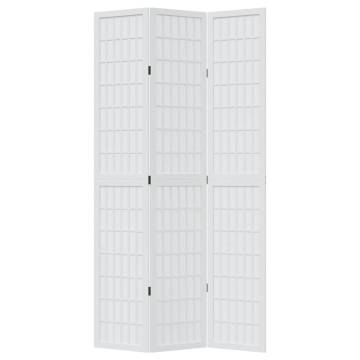 Elegant 3 Panel Room Divider - White Solid Wood Paulownia