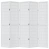 Elegant White Room Divider - 5 Panels Solid Paulownia Wood