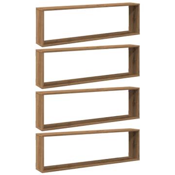 Wall Cube Shelves - 4 pcs Artisan Oak - Stylish & Functional