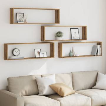 Wall Cube Shelves - 4 pcs Artisan Oak - Stylish & Functional