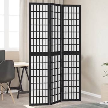 Elegant 3-Panel Black Solid Wood Room Divider - HipoMarket