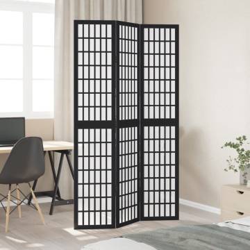 Elegant 3-Panel Black Solid Wood Room Divider - HipoMarket