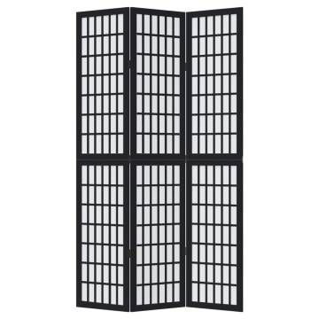 Elegant 3-Panel Black Solid Wood Room Divider - HipoMarket