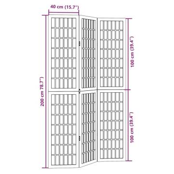 Elegant 3-Panel Black Solid Wood Room Divider - HipoMarket