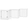 Foldable Dog Gate with Door - 6 Panels White Poplar Wood | HipoMarket