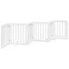 Foldable Dog Gate with Door - 6 Panels White Poplar Wood | HipoMarket