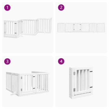 Foldable Dog Gate with Door - 6 Panels White Poplar Wood | HipoMarket