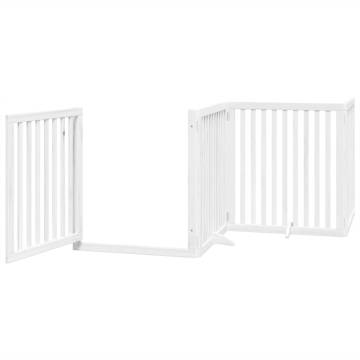 Dog Gate with Door - Foldable 4 Panels, 320 cm Poplar Wood