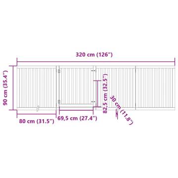 Dog Gate with Door - Foldable 4 Panels, 320 cm Poplar Wood