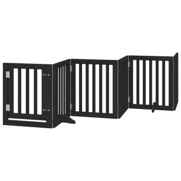 Foldable Dog Gate with Door – 6 Panels, Black, 300 cm