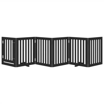 Foldable Dog Gate with Door – 6 Panels, Black, 300 cm