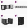 Foldable Dog Gate with Door – 6 Panels, Black, 300 cm