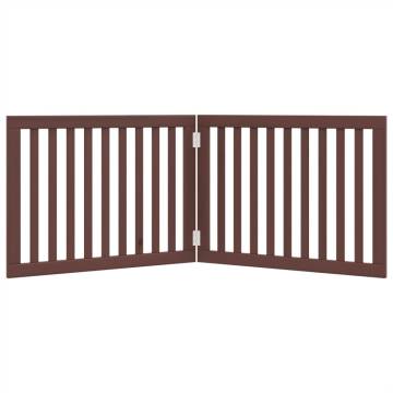 Foldable Dog Gate - 2 Panels Brown Poplar Wood | hipomarket.co.uk