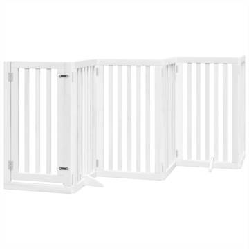 Foldable Dog Gate with Door - 300 cm White Poplar Wood