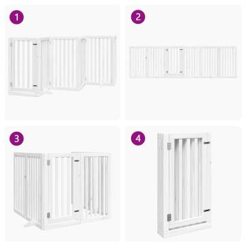 Foldable Dog Gate with Door - 300 cm White Poplar Wood