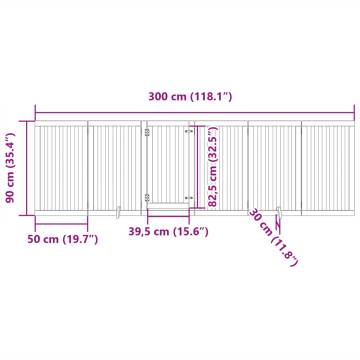 Foldable Dog Gate with Door - 300 cm White Poplar Wood