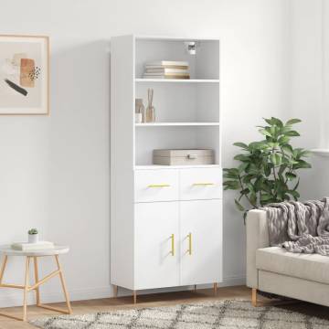 Stylish Highboard White 69.5x34x180 cm | HipoMarket UK