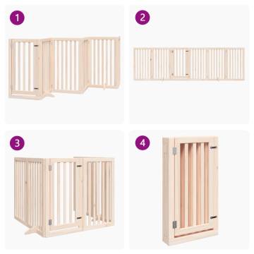 Foldable Dog Gate with Door - 300 cm Poplar Wood | HipoMarket