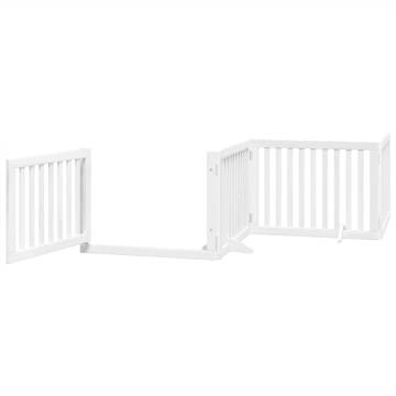 Dog Gate with Door - 320 cm Foldable 4 Panels Poplar Wood